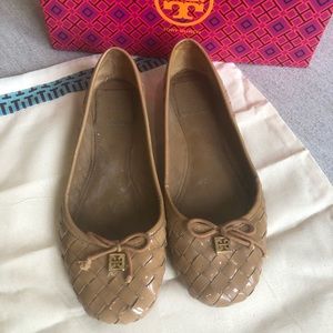 Tan Tory Burch Braided Stitch flats - size 7 1/2